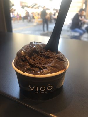 chocolate with orange, vegan at Vigo Ice Cream in Ljubljana