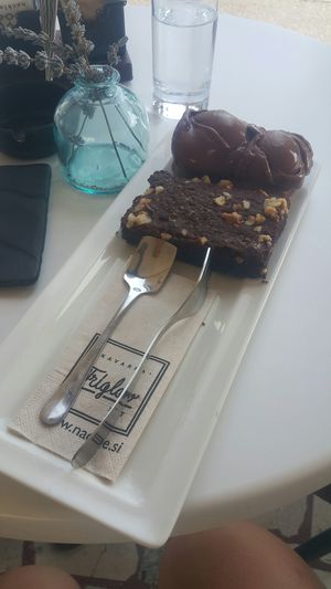 So yummy. Vegan brownie with vegan ice cream. at Kavarna Triglav in Koper