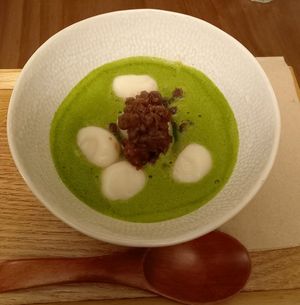 Veganuary set menu dessert: Matcha zenzai-very different but yummy at Ippuku Tea House in York