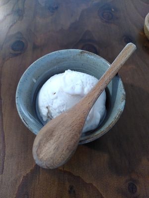 Peach sorbet (August 2022) at Ippuku Tea House in York
