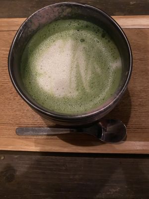 Matcha tea with oat milk   at Ippuku Tea House in York