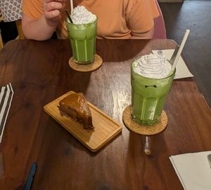 vegan mocha tofu cake with caramel at Ippuku Tea House in York