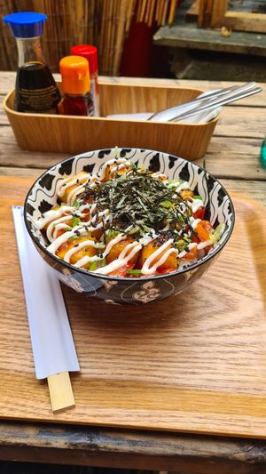 Teriyaki tofu mayo vegan at Ippuku Tea House in York