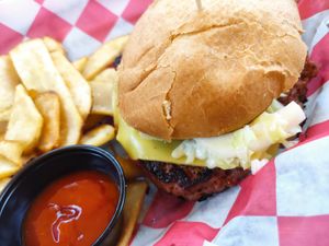 Tropical Beyond Burger at The Tilted Tiki in Stillwater