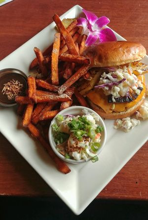 vegan Burger at The Tilted Tiki in Stillwater