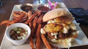 Burger at The Tilted Tiki in Stillwater