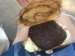 Delicious Frikadelle sandwich at Die Vetzgerei in Berlin