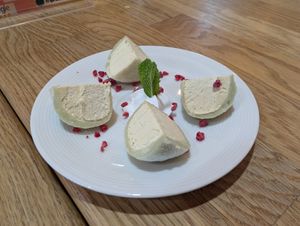 Vegan pistachio mochi! at Bhajan Cafe in Krakow