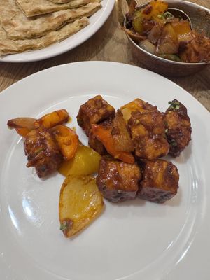 Chilli tofu   at Bhajan Cafe in Krakow