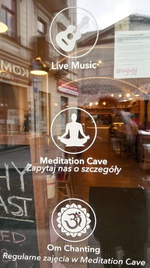 entrance at Bhajan Cafe in Krakow