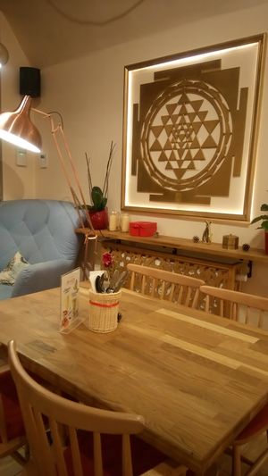 next to the tender at Bhajan Cafe in Krakow