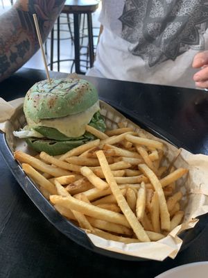 Vegan burger   at Land & Sea Brewery in Noosaville