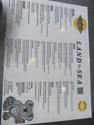 Menu as at 28.12,25  at Land & Sea Brewery in Noosaville