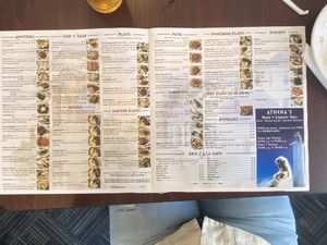 Menu.  at Athena's in Shreveport