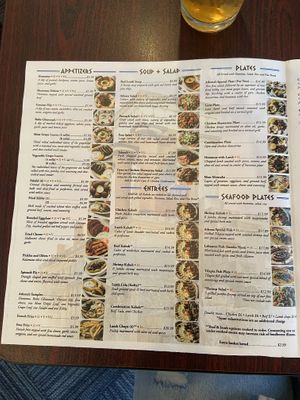 Menu.  at Athena's in Shreveport