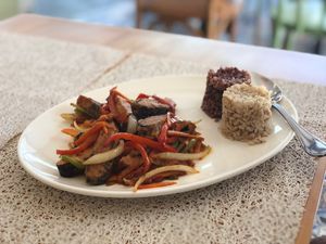 Sweet and sour vegan fish at Live Life  in Cebu