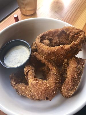 Onion rings  at The Belmont Fermentorium - Modern Times Beer in Portland
