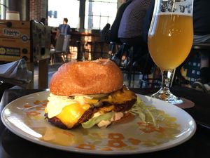 Double burger at The Belmont Fermentorium - Modern Times Beer in Portland