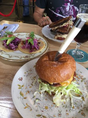 burger tacos ruben at The Belmont Fermentorium - Modern Times Beer in Portland