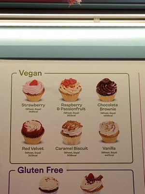 Vegan cupcake menu  at Lola's Cupcakes - Victoria Place in London