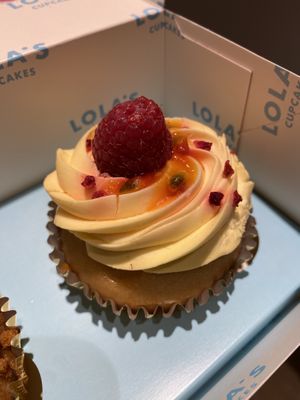 Raspberry & Passionfruit cupcake (classic size)  at Lola's Cupcakes - Victoria Place in London