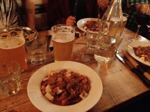 Vegan « tourtière » poutine  at La Souche in Quebec