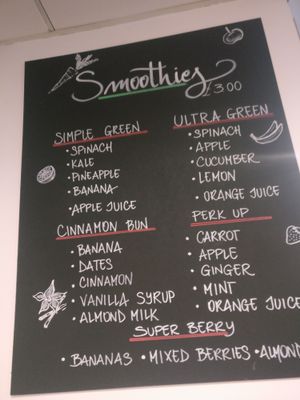 Smoothie menu at Caloroso Pizza - Beckton in East London