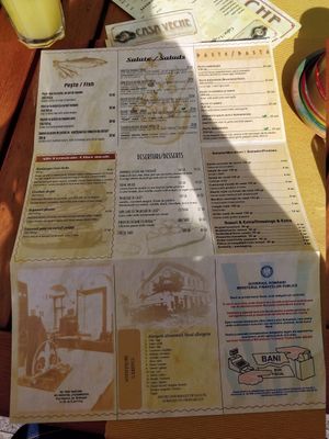 Menu at Casa Veche in Cluj-napoca