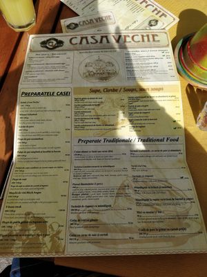 Menu at Casa Veche in Cluj-napoca