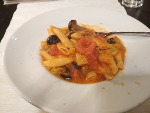 Penne pasta with vegetables at Casa Veche in Cluj-napoca