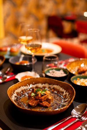 JACQUIER AU RHUM 
Plant-based rendition of the iconic “Coq au Vin” made with jackfruit instead of poultry. at The Caribbean Housewife in Copenhagen