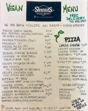 menu at Stewart's Drive-In in Hazlet