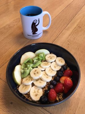 Granola bowl for a good start of the day. Enjoy with soy, oat, coconut or dairy milk at R&B Cafe in Ljubljana