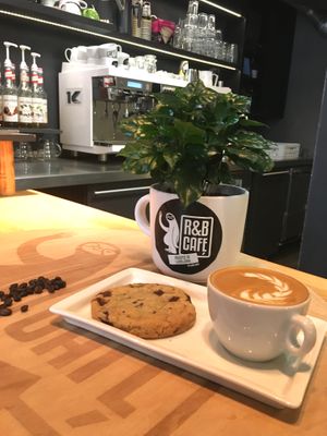 Vegan Chocolate chips cookie to enjoy with a Guatemala Ant at R&B Cafe in Ljubljana