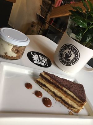 Gluten Free Tiramisu and vegan Apple cobbler at R&B Cafe in Ljubljana