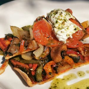 Pizza at Posada Naturista in Las Tiesas Altas