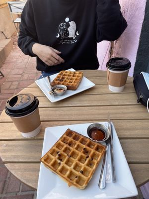 Chocolate chip waffles  at Amateur Coffee in Omaha