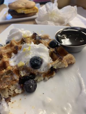 blueberry lemon waffle!!! 😊  at Amateur Coffee in Omaha