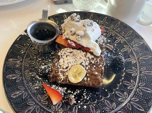 The Banana Bread French Toast  at Saddle Creek Breakfast Club in Omaha