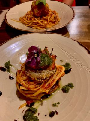 Two of the vegan options   at Polpetta in New Plymouth