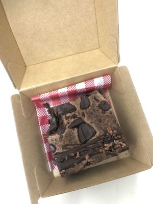 Vegan brownie at The Hatter and the Hare in Bayswater