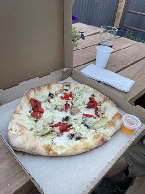 Vegan cheese veggie pizzaa  at Colorado Boy Pub & Brewery in Ridgway