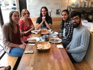 Customers enjoying our falafel at The Old Station in Bath