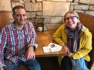 Customers enjoying our falafel at The Old Station in Bath