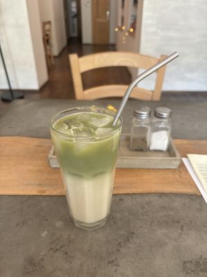 Iced matcha latte   at Roots in Trencin
