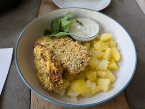 Wild mushroom schnitzel 🤤 at Roots in Trencin