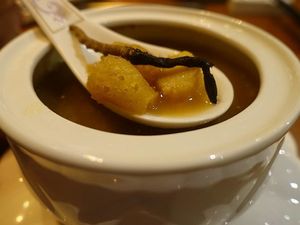 Double boiled Cordyceps soup using 3 soup based combined with wild mushroom & other ingredients
 very nutritious  at Ganglamedo Vegetarian Cuisine in Central Singapore