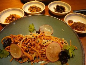 crunchy spicy Cordyceps flowers toss  at Ganglamedo Vegetarian Cuisine in Central Singapore