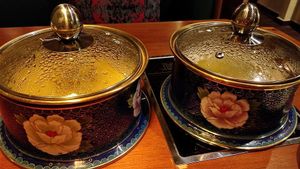 beautifully crafted hot pot  at Ganglamedo Vegetarian Cuisine in Central Singapore