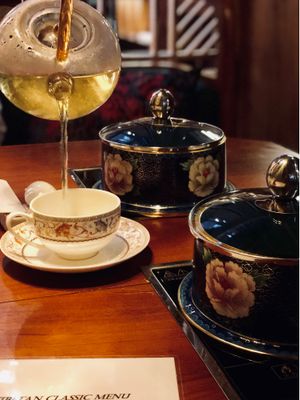 Buckwheat tea by default. They have other tea choices too at Ganglamedo Vegetarian Cuisine in Central Singapore